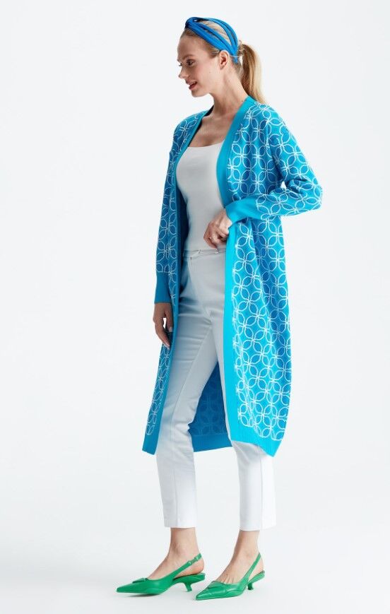 21190 DESENLİ RAYON HIRKA 2 - turkuaz