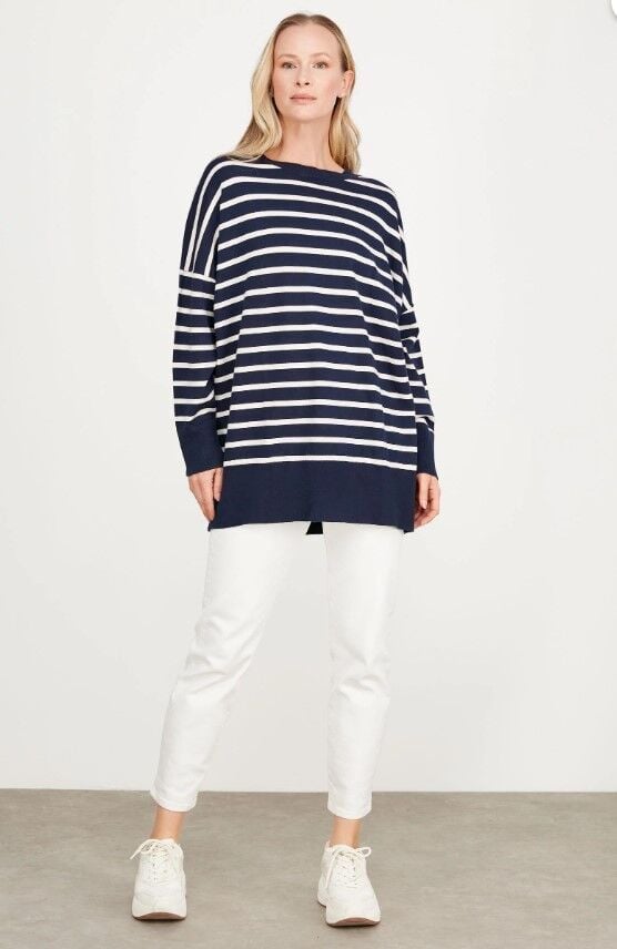 21495 ÇİZGİLİ TRİKO TUNİK QKS TUNİK #23-11#