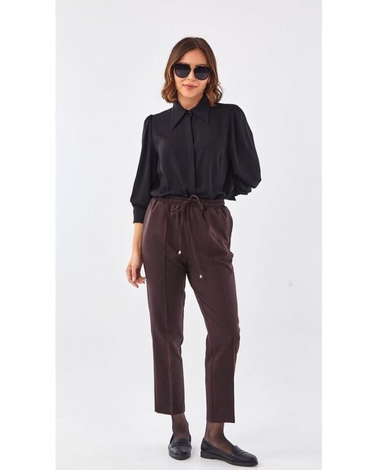 SZ-153  YANDAN CEPLİ BAĞCIKLI PANTOLON #12-25# 48 - Kahverengi