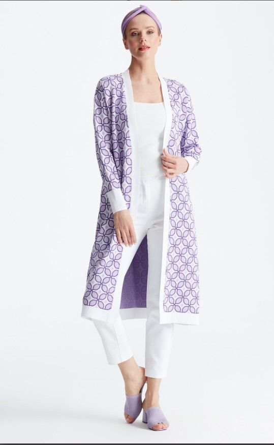 21190 DESENLİ RAYON HIRKA 3 - LİLA