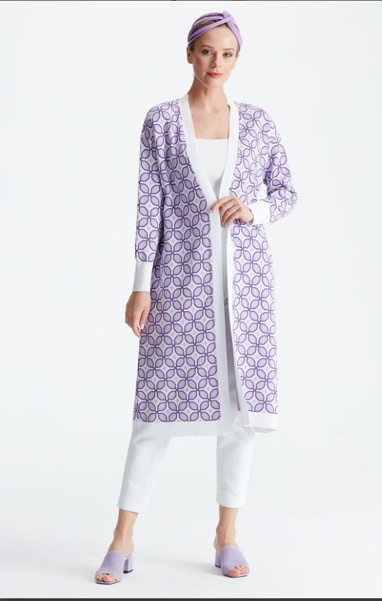 21190 DESENLİ RAYON HIRKA 3 - LİLA