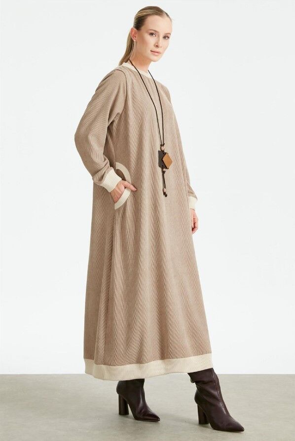 1679  FİTİLLİ DOKUMA KADİFE ELBİSE QKS ELBİSE 1679 #23-12#