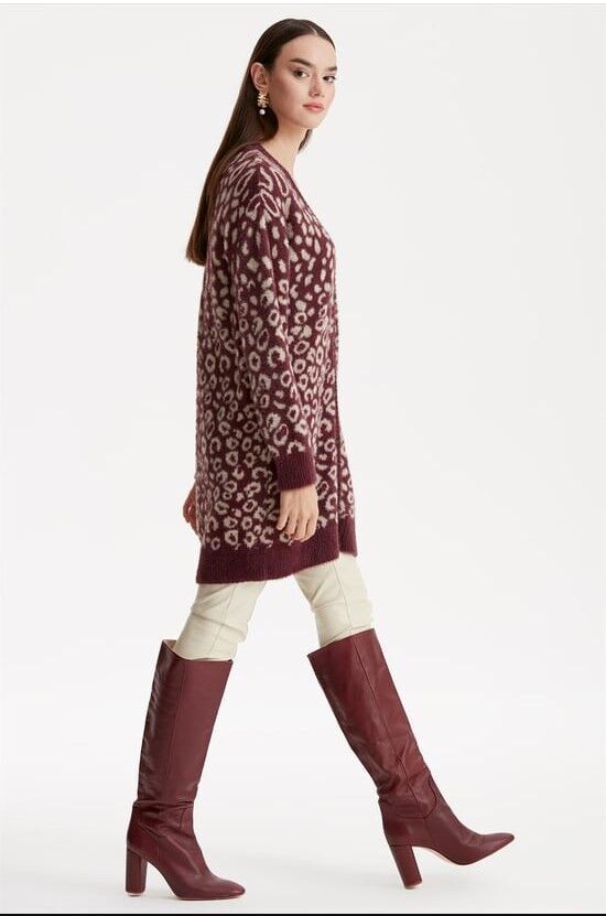 21264 LEOPAR DESENLİ MİNK TRİKO HIRRKA QKS HIRKA 21264 #23-123