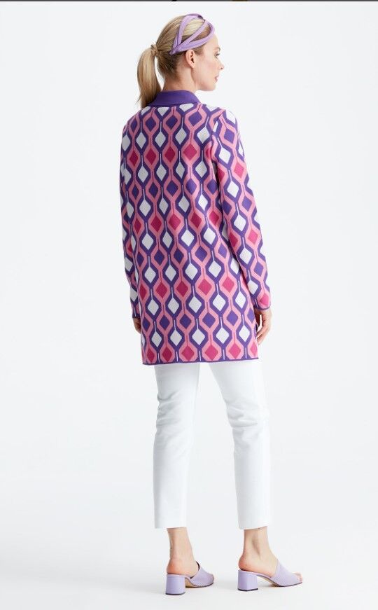 21184 POLO YAKA DESENLİ RAYON KAZAK 1 - mor