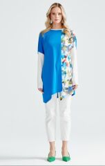 21210 BASKI DETAYLI ASİMETRİK RAYON TUNİK QKS TUNİKK 21210 #23-10#