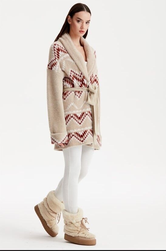 21279 ETNİK DESENLİ ŞAL YAKA MİNK DESENLİ HIRKA QKS HIRKA 21279 #23-12#