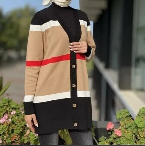 21417 ÇİZGİ DETAYLI TRİKO HIRKA QKS HIRKA 21417 #23-123