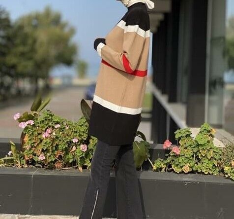 21417 ÇİZGİ DETAYLI TRİKO HIRKA QKS HIRKA 21417 #23-123