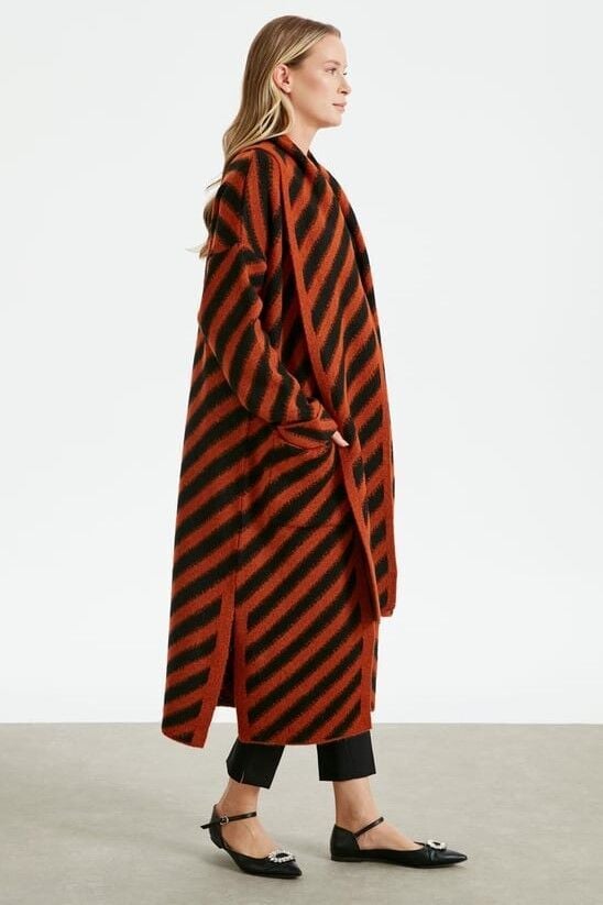 21452 VEREV ÇİZGLİ UZUN TRİKO HIRKA QKS HIRKA 21452 #23-123