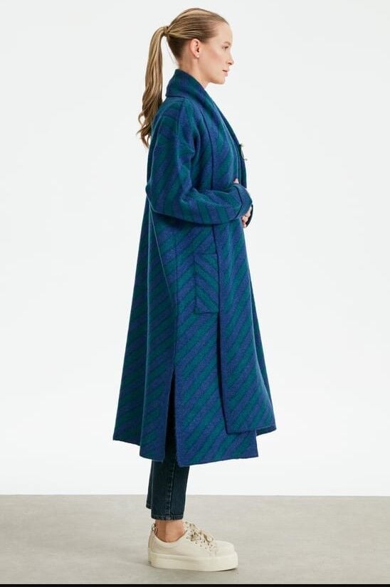 21452 VEREV ÇİZGLİ UZUN TRİKO HIRKA QKS HIRKA 21452 #23-123