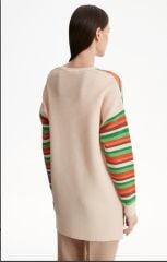 21465 RENKLİ SIFIR YAKA RAYON TUNİK QKS TUNİK 21465 #23-10#
