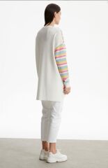 21465 RENKLİ SIFIR YAKA RAYON TUNİK QKS TUNİK 21465 #23-10#