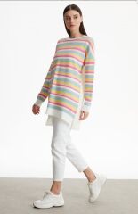 21465 RENKLİ SIFIR YAKA RAYON TUNİK QKS TUNİK 21465 #23-10#