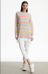 21465 RENKLİ SIFIR YAKA RAYON TUNİK QKS TUNİK 21465 #23-10#