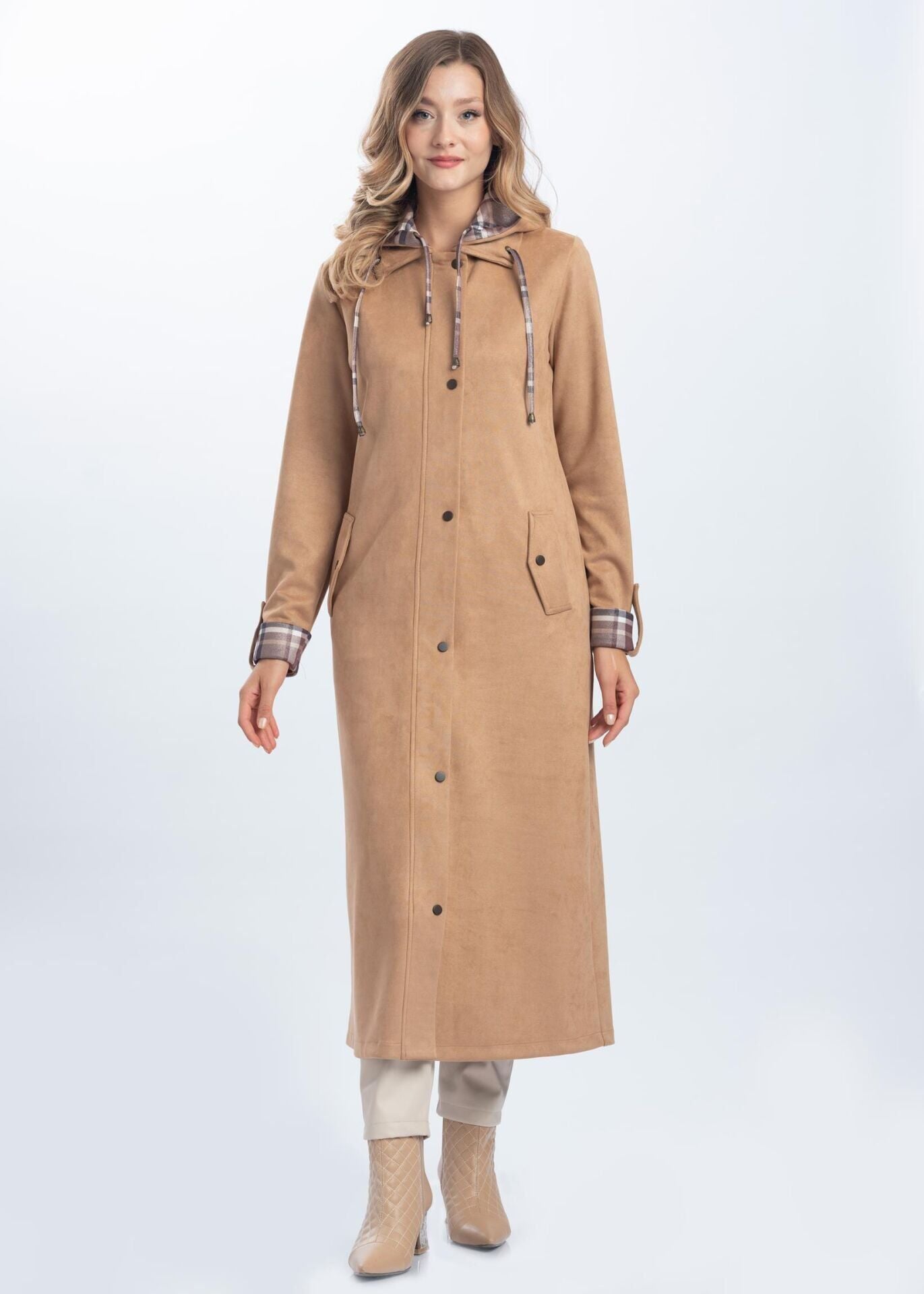 6131 ÖNDEN ÇITÇITLI CEPLİ KAPİŞONLU SÜET KAP #10-25#