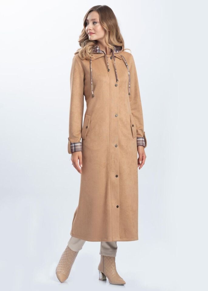 6131 ÖNDEN ÇITÇITLI CEPLİ KAPİŞONLU SÜET KAP #10-25#