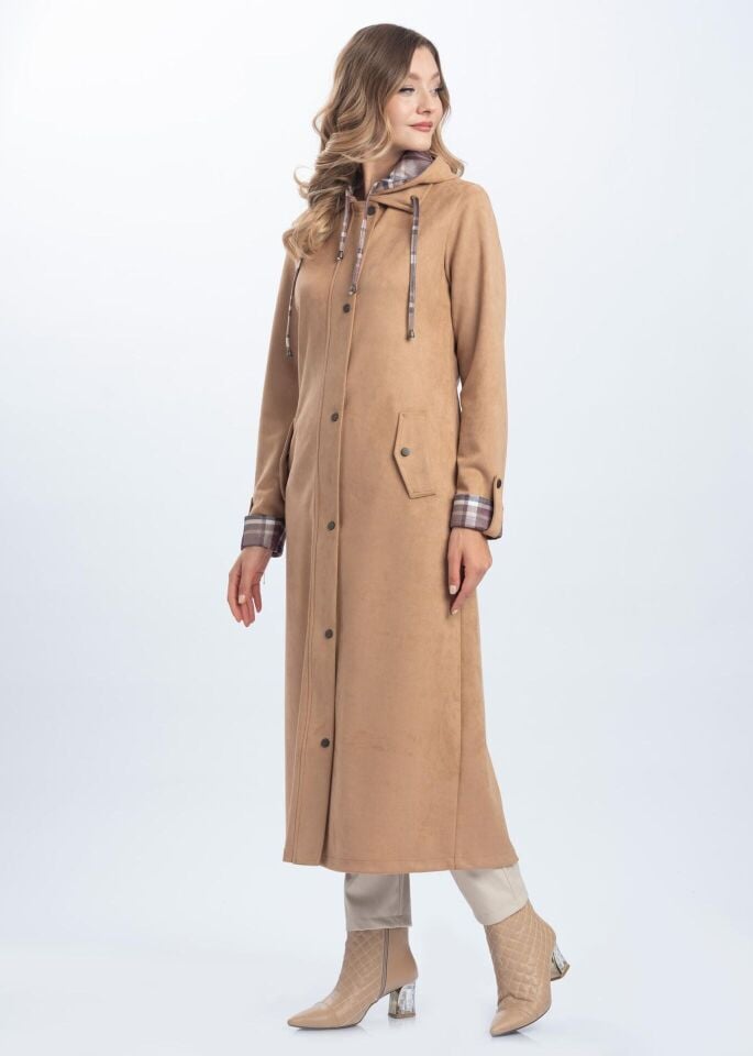 6131 ÖNDEN ÇITÇITLI CEPLİ KAPİŞONLU SÜET KAP #10-25#