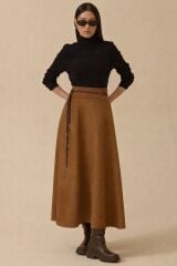 9023 BELİ MANŞETLİ KLOŞ SÜET ETEK #10-25#