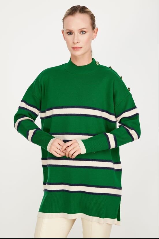 21426 OMZU DÜĞME DETAYLI TRİKO TUNİK QKS TUNİK 21426 #23-12#