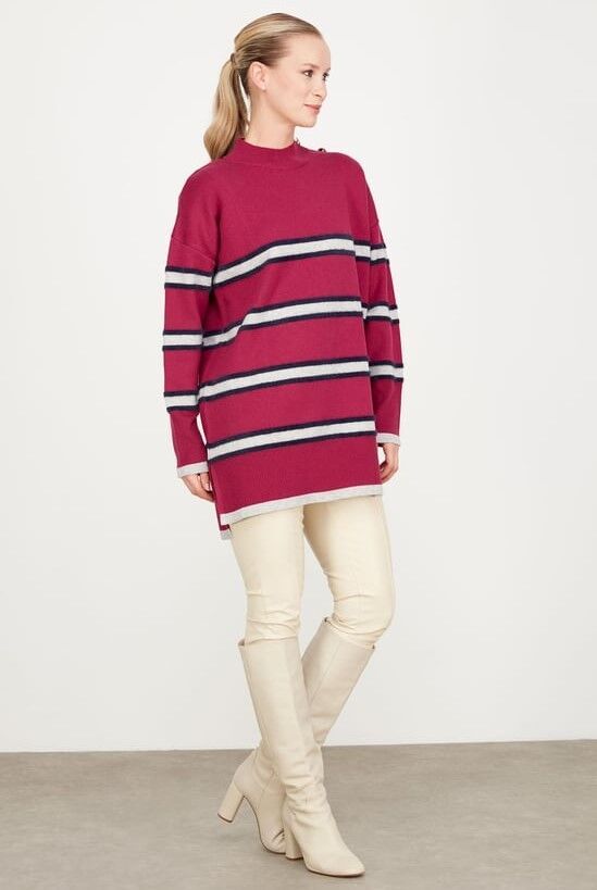 21426 OMZU DÜĞME DETAYLI TRİKO TUNİK QKS TUNİK 21426 #23-12#