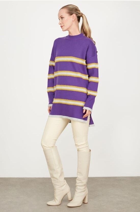 21426 OMZU DÜĞME DETAYLI TRİKO TUNİK QKS TUNİK 21426 #23-12#