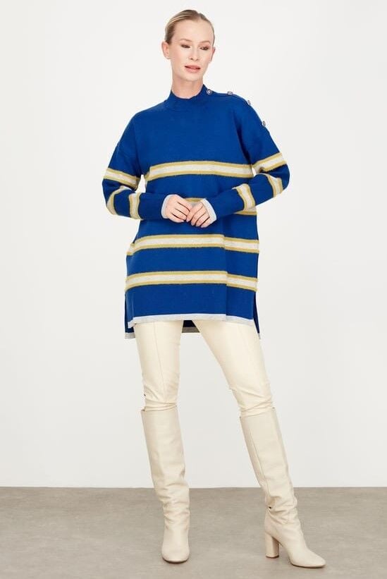 21426 OMZU DÜĞME DETAYLI TRİKO TUNİK QKS TUNİK 21426 #23-12#