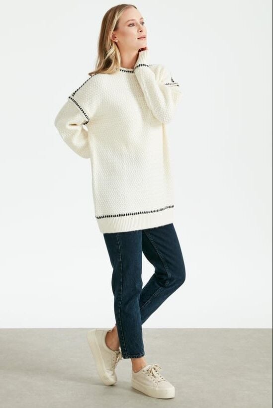 21427 HASIR ÖRGÜLÜ TRİKO TUNİK QKS TUNİK 21427 #23-123