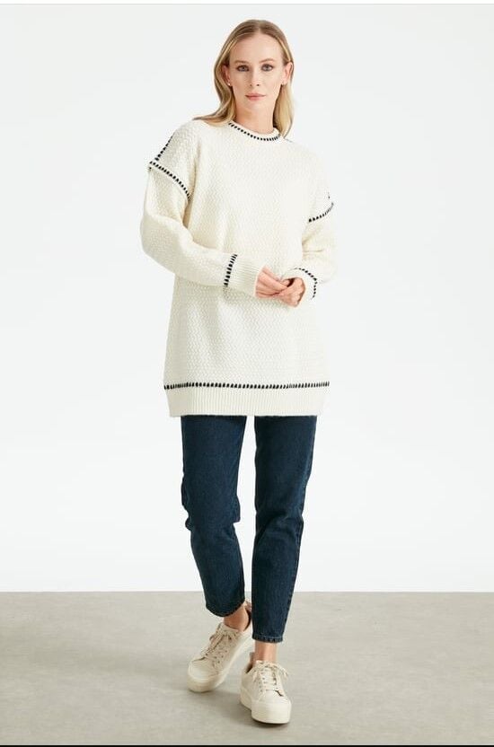 21427 HASIR ÖRGÜLÜ TRİKO TUNİK QKS TUNİK 21427 #23-123