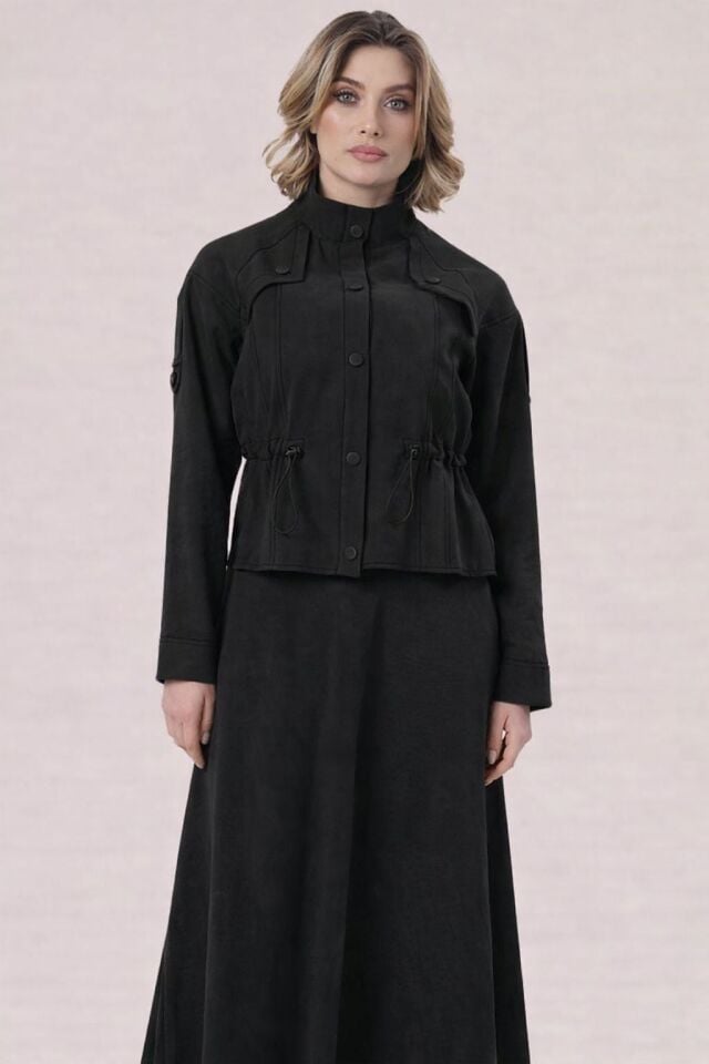 7058 ÖNDEN ÇITÇIT DÜĞMELİ BELİ LASTİKLİ KLOŞ ETEKLİ TAKIM #10-25#