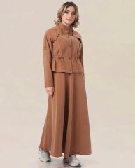 7058 ÖNDEN ÇITÇIT DÜĞMELİ BELİ LASTİKLİ KLOŞ ETEKLİ TAKIM #10-25#