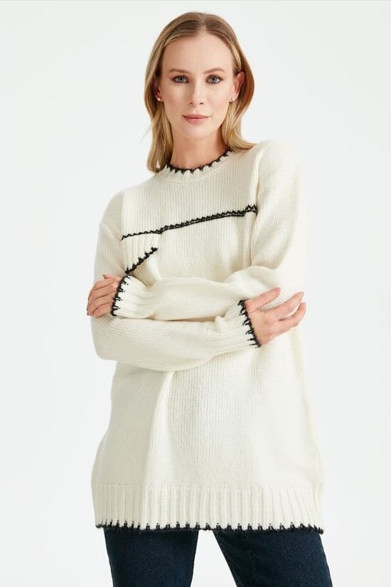 21438 SÜS DİKİŞLİ TRİKO TUNİK QKS TUNİK 21438 #23-123