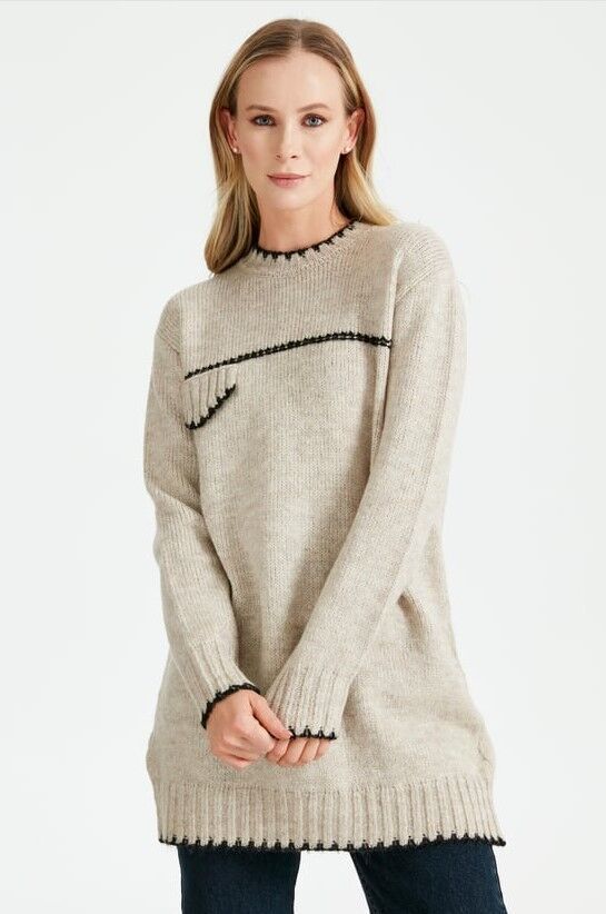 21438 SÜS DİKİŞLİ TRİKO TUNİK QKS TUNİK 21438 #23-123