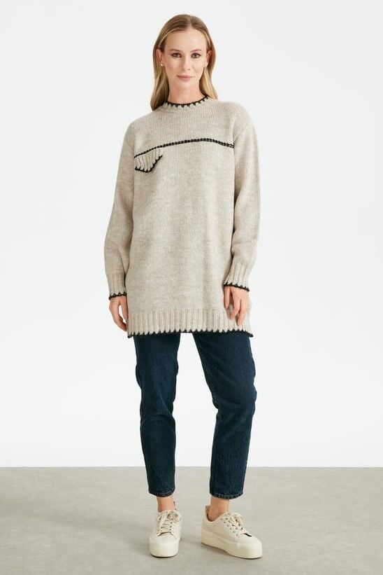 21438 SÜS DİKİŞLİ TRİKO TUNİK QKS TUNİK 21438 #23-123