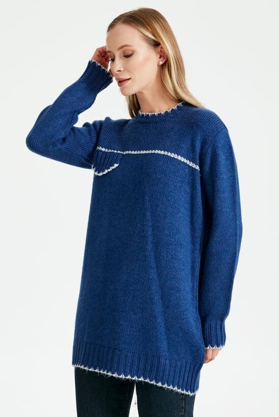 21438 SÜS DİKİŞLİ TRİKO TUNİK QKS TUNİK 21438 #23-123