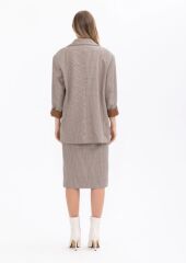 1022 EKOSE DESENLİ ÇİFT CEPLİ ASTARLI BLAZER CEKET BLAZER CEKET  10231205401022 QKS BLZEER CEKET 1022 #23-10#