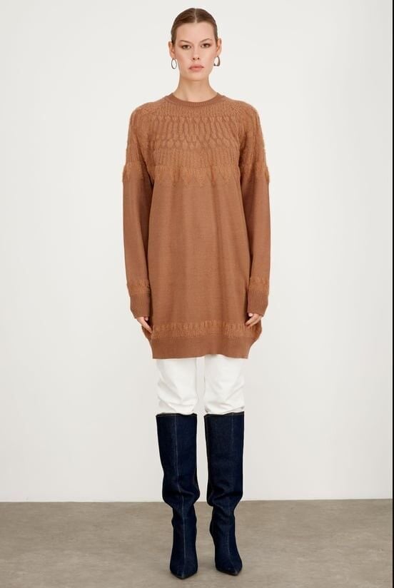 21470 SIFIR YAKA ROBASI DESENLİ TUNİK QKS TUNİK 21470 #23-123