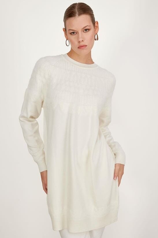 21470 SIFIR YAKA ROBASI DESENLİ TUNİK QKS TUNİK 21470 #23-123