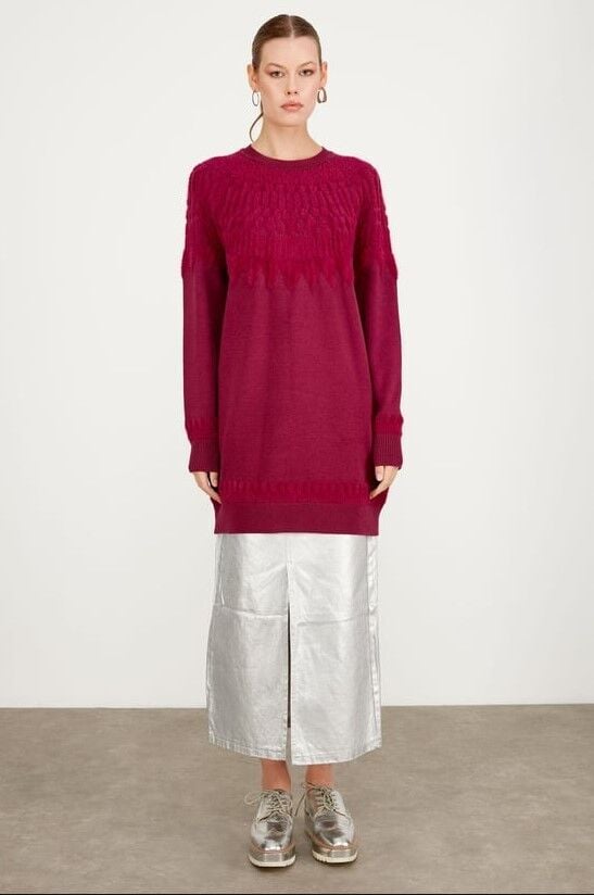 21470 SIFIR YAKA ROBASI DESENLİ TUNİK QKS TUNİK 21470 #23-123