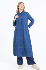 7028 ÖNDEN KARE ÇITÇIT DÜĞMELİ KOL UCU MANŞETLİ TANSEL KAP#10-25#