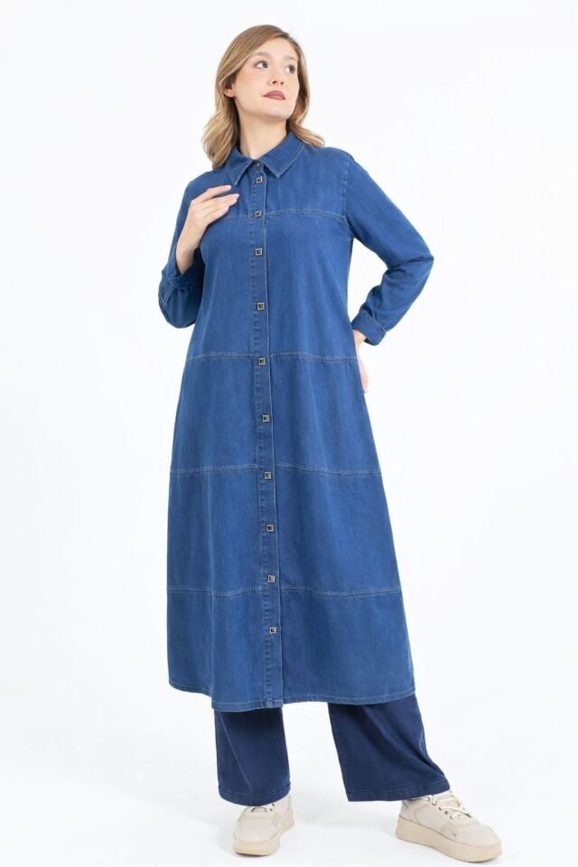 7028 ÖNDEN KARE ÇITÇIT DÜĞMELİ KOL UCU MANŞETLİ TANSEL KAP#10-25#