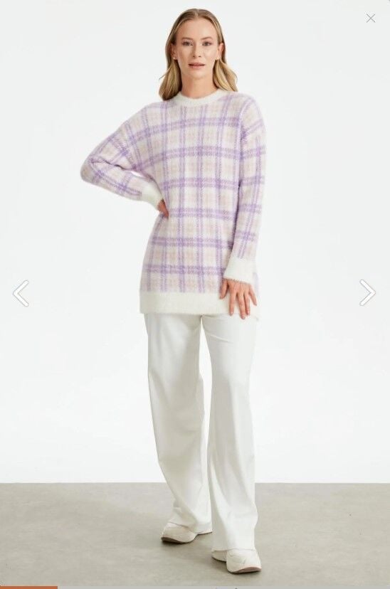 21509 EKOSE DESNLİ TRİKO MİNK TUNİK QKS TUNİK 21509 #23-12#