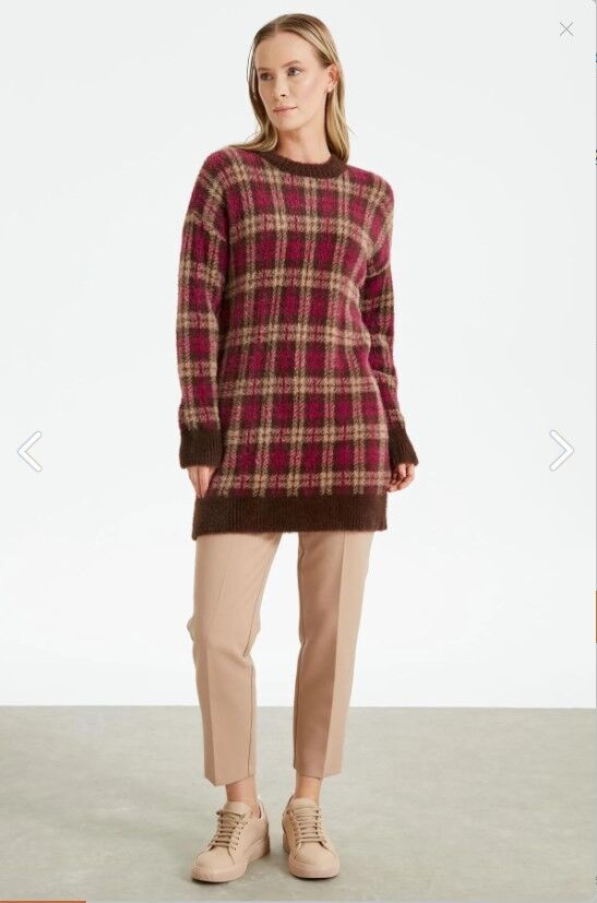 21509 EKOSE DESNLİ TRİKO MİNK TUNİK QKS TUNİK 21509 #23-12#