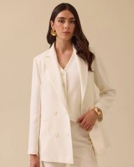 10017 KRUVAZE YAKA ÖNDEN DÜĞMELİ CEP GÖRÜNÜMLÜ ŞIK BLAZER CEKET #03-25#