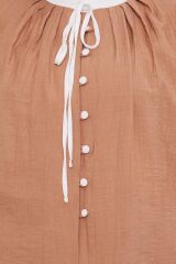 100819 ETEKLİ TAKIM HAKİM YAKA KOL UCU MANŞETLİ YAKASI BAĞLAMALI ÖNÜ DÜĞMELİ ETEĞİN BELİ LASTİKLİ ŞERİT VE PİLE DETAYLI #07-25#