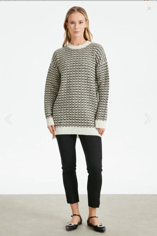 21526 TUVİT ÖRGÜ DETAYLI TRİKO TUNİK QKS 21526 #23-123