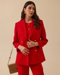 10002 ÖNDEN DÜĞMELİ CEP GÖRÜNÜMLÜ ŞIK BLAZER CEKET #03-25#