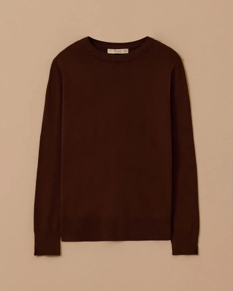 10003 SIFIR YAKA TRİKO BLUZ  10002521710003 #10-25# XXL - Kahverengi