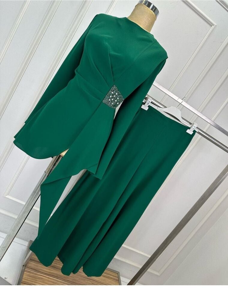 2810 BELİ TAŞLI BOL PAÇA PANTLONLU TAKIM QYS TAKIM 2810 #24-023