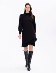1043 TRİKO GÖRÜNÜMLÜ FIRFIRLI DAR KESİM ELBİSE GÜNLÜK ELBİSE 10231304001043 QKS GÜNLÜK ELBİSE #23-103