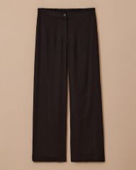4026 ÖNDEN DÜĞMELİ BELİ YARIM LASTİKLİ CEPLİ BOL PAÇA KETEN PANTOLON #03-25#